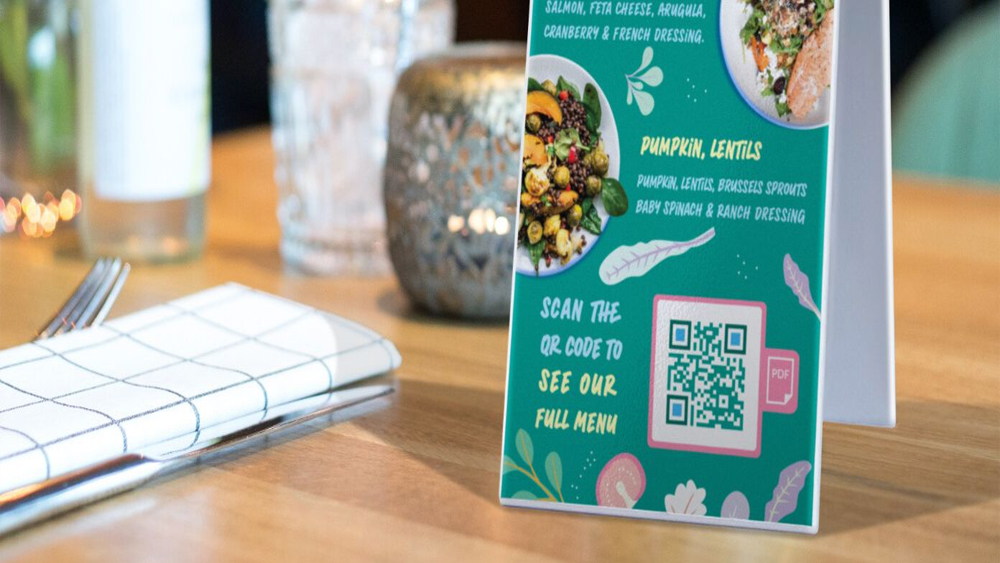 Uniqueness table tents with QR code